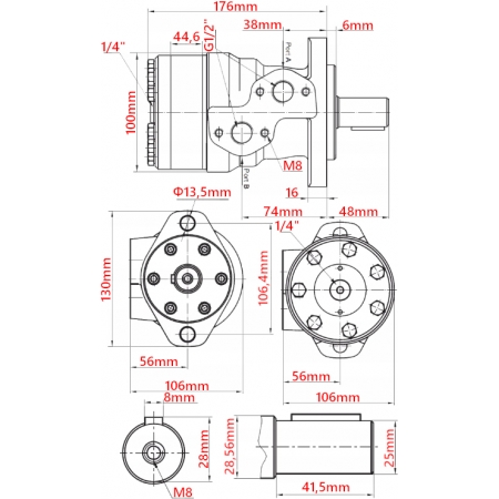 Silnik Hydrauliczny BMR SMR OMP 250 cm3 ALSG2 GR2